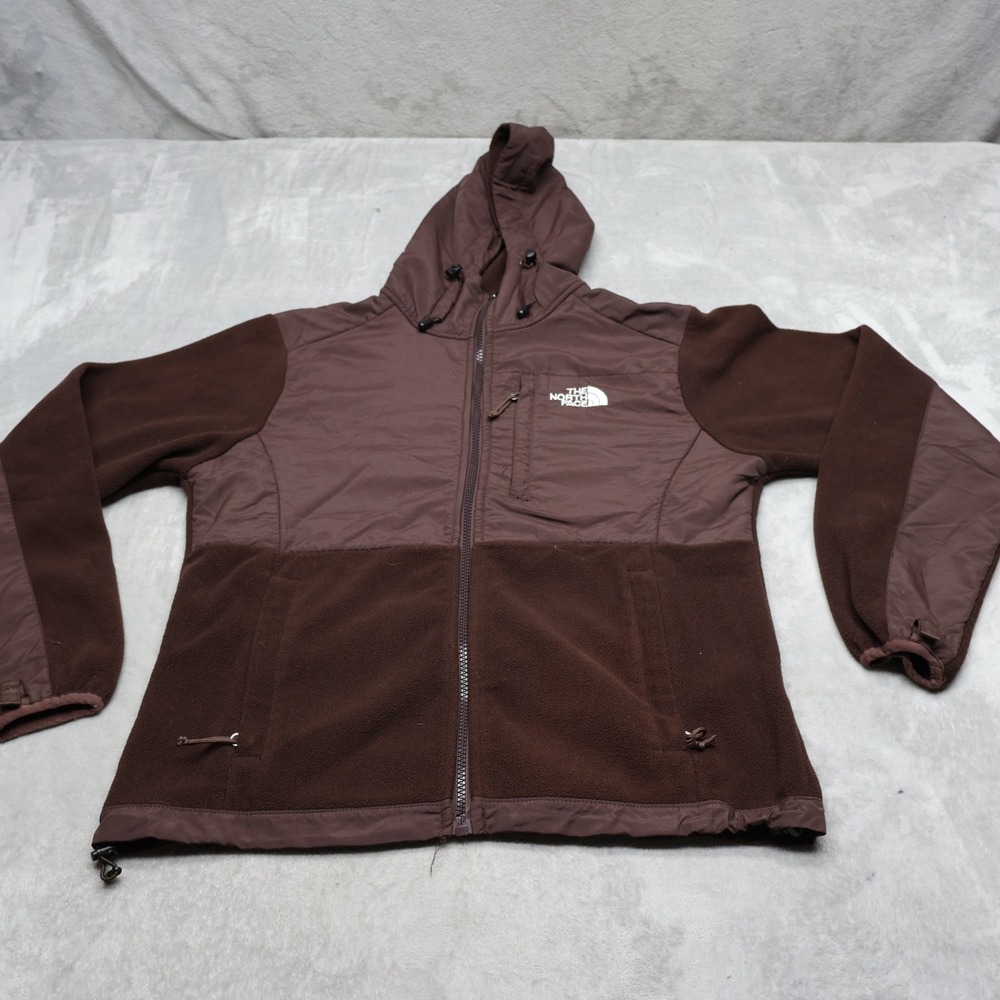 North Face Jacket Womens Small Brown Hooded Polartec Denali Fleece Full Zip Hike